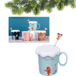 Кружка керамическая 430мл «SWEET HOME» с крышкой и ложкой