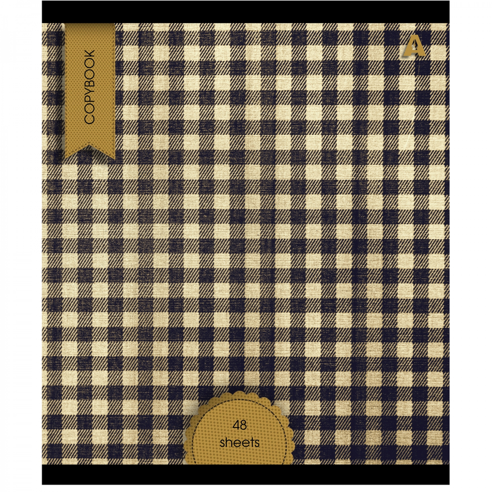 Тетрадь 48л., А5, линия, Alingar "Scotish cage. New"", скрепка, мелованый картон ( стандарт), блок офсет, 5 дизайнов в пленке т/у