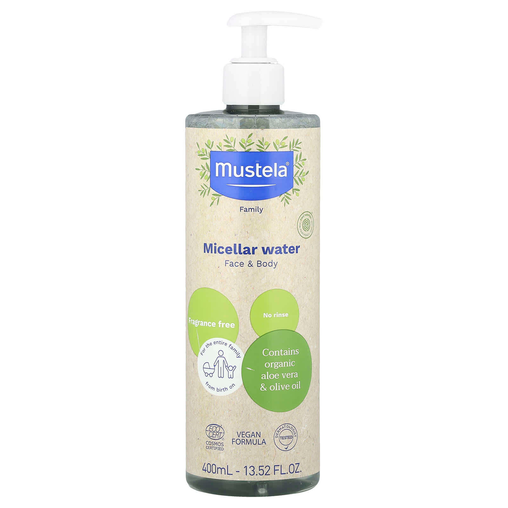 Mustela, Мицеллярная вода, для лица и тела, без отдушек, 400 мл (13,52 жидк. Унции)