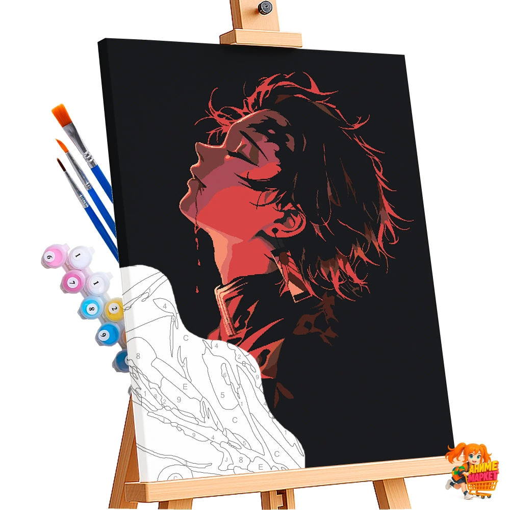 Картина по номерам Клинок рассекающий демонов Танджиро Камадо