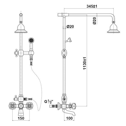 Душевая стойка Timo Nelson SX-1190/02 antique, антик
