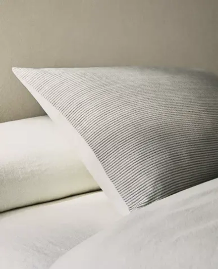 ZARA HOME НАВОЛОЧКА В ПОЛОСКУ, СВЕТЛО-БЕЖЕВЫЙ