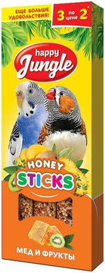 Палочки Happy Jungle для экзотических птиц мед+фрукты, 3шт,
