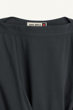 ZARA ПЛАТЬЕ МИДИ С КОРОТКИМИ РУКАВАМИ, СЕРЫЙ