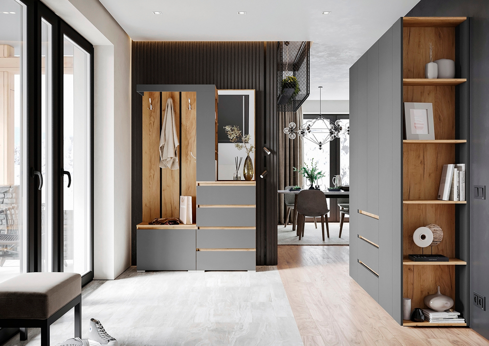 Хелен ПР 01 Прихожая Крафт золотой / Графит серый