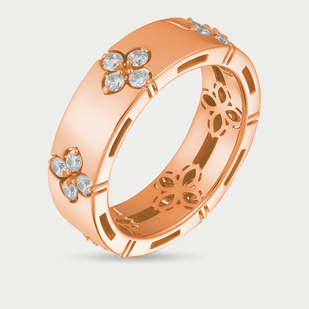 Женское кольцо из розового золота 585 пробы с фианитами (арт. 900741-1102)