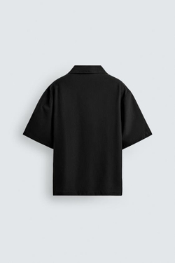 ZARA ПОЛО RELAXED FIT ИЗ СТРУЯЩЕЙСЯ ТКАНИ, ЧЕРНЫЙ