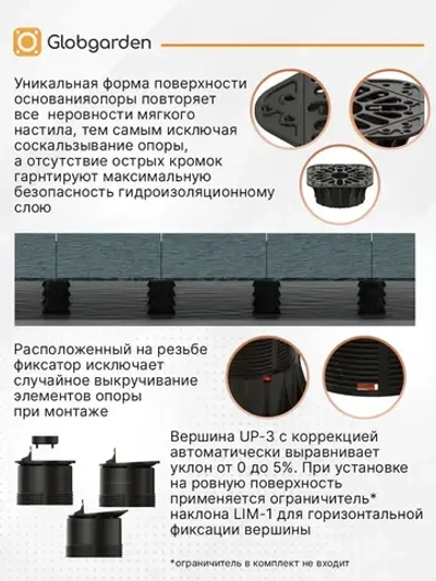 Регулируемая опора для лаг Professional OV-1 (69-120 мм) (с вершиной)-16шт