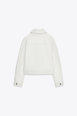 ZARA КУРТКА ИЗ МЯГКОЙ ТКАНИ НА МОЛНИИ, ЭКРЮ