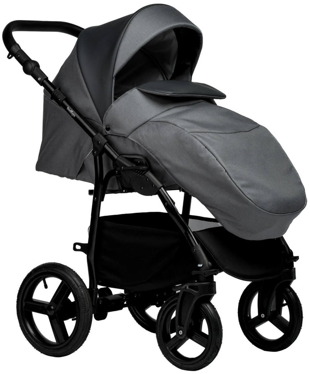 Детская коляска Indigo Impulse Eco 3 в 1 с автокреслом Avionaut Cosmo Beige Ie06 серая кожа/серый