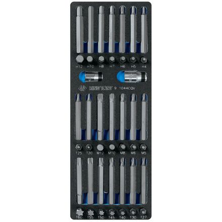 Цена на KING TONY (9-1044CQV) Набор вставок (бит) 10 мм, TORX, SPLINE, HEX, ложемент, 44 предмета