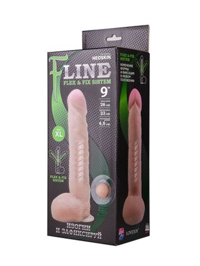 Фаллоимитатор с мошонкой на присоске F LINE - 24 см. (Цвет: телесный)