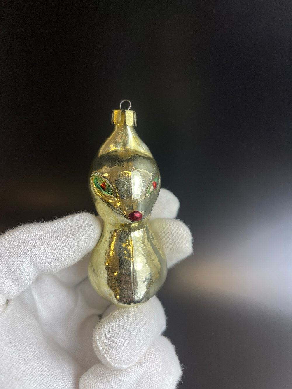 Ёлочная игрушка Лиса, лисичка, стекло, винтаж, СССР 1950-1980 гг