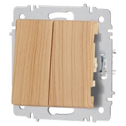 Переключатель Intro Accent 6-107-11 двойной, 10А-250В, IP20, СУ, AL/CU, сосна | Intro