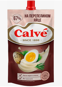 МАЙОНЕЗ С ПЕРЕПЕЛИНЫМ ЯЙЦОМ 67% 400ГР CALVE
