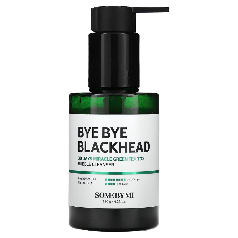 SOME BY MI, Bye Bye Blackhead, 30 Days Miracle Green Tea Tox, пенящееся очищающее средство с экстрактом зеленого чая, 120 г (4,23 унции)