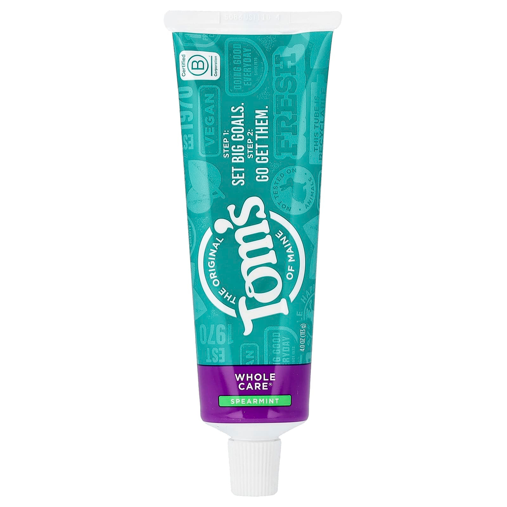 Tom's of Maine, Whole Care®, Natural Anticavity Toothpaste with Fluoride, Spearmint, 4 oz (113 g)