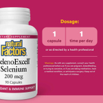 Natural Factors, SelenoExcell, селен, 200 мкг, 90 капсул