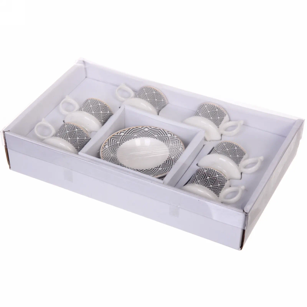 Кофейный набор 12 предметов «Галилео» (6 кружек 100мл+6блюдец), квадраты