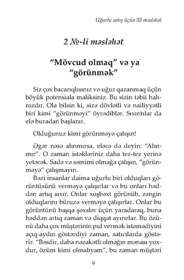 Uğurlu satış üçün 55 məsləhət