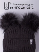 Шапка зимняя детская с помпонами и манишка