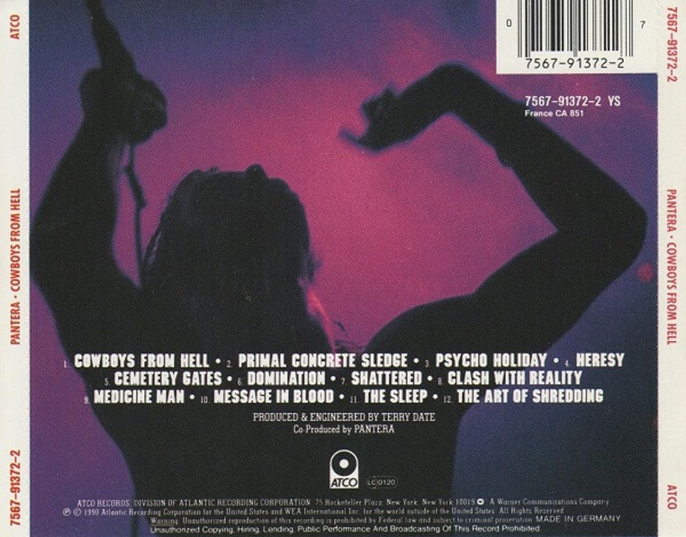 Pantera. Cowboys From Hell (CD) Пантера