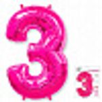 FM Шар 40" / 102 см "Цифра 3" фуксия фуше (БГ-60)