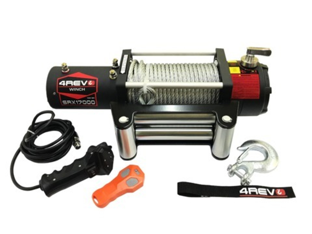 Лебедка автомобильная 4REVO SRX 17000 12V со стальным тросом