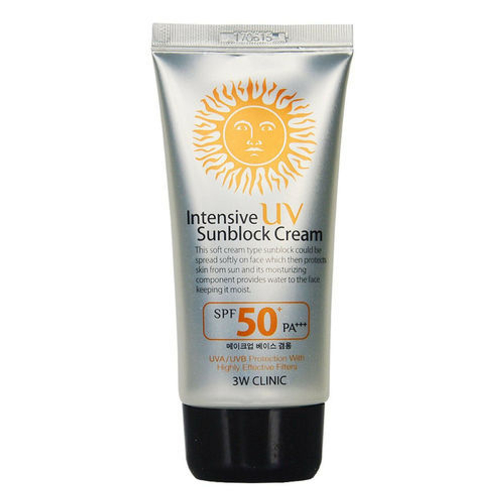 3W CLINIC Intensive UV Sun Block Cream SPF50+/PA+++ интенсивный солнцезащитный крем