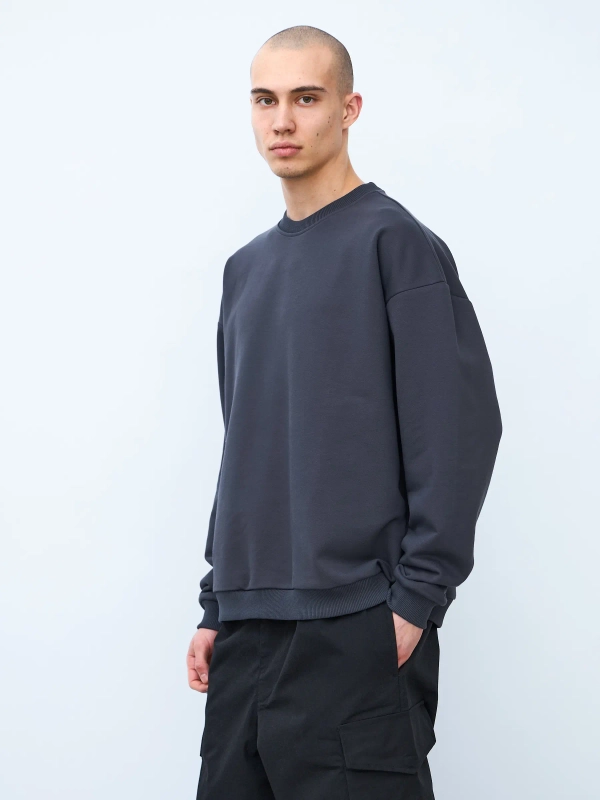 Свитшот оверсайз, без начеса (графит)