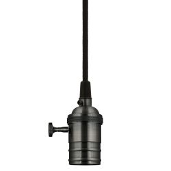 DLC-V-S24K-E27 TS-1M-BL PEARL BLACK Патрон декоративный. серия Vintage. с проводом 1м и креплением. Выключатель поворотный. Материал алюминий. Цвет черный жемчуг. ТМ Uniel.