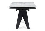 Стол стеклянный Woodville Блэкберн 140(200)х80 кристл белый мрамор, черный