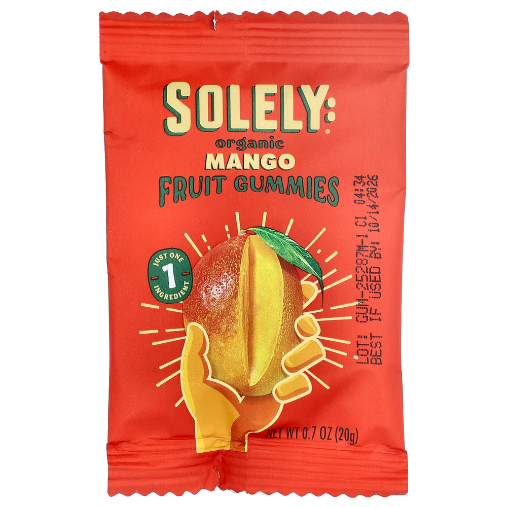 Solely, Organic Fruit Gummies, Mango, 5 Bags, 0.7 oz (20 g) Each