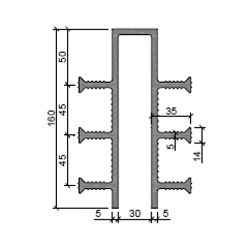 Гидроизоляционная шпонка ДЗ-160/30-6/35 ПВХ-П