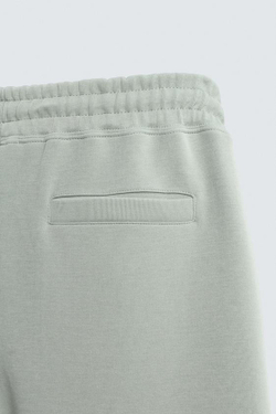 ZARA ШОРТЫ-ДЖОГГЕРЫ RELAXED FIT ИЗ ТКАНИ INTERLOCK, ЛИНЯЛЫЙ ЗЕЛЕНЫЙ