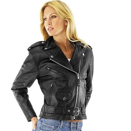 мотокуртка River Road Women's Basic Leather Jacket, черная, XL