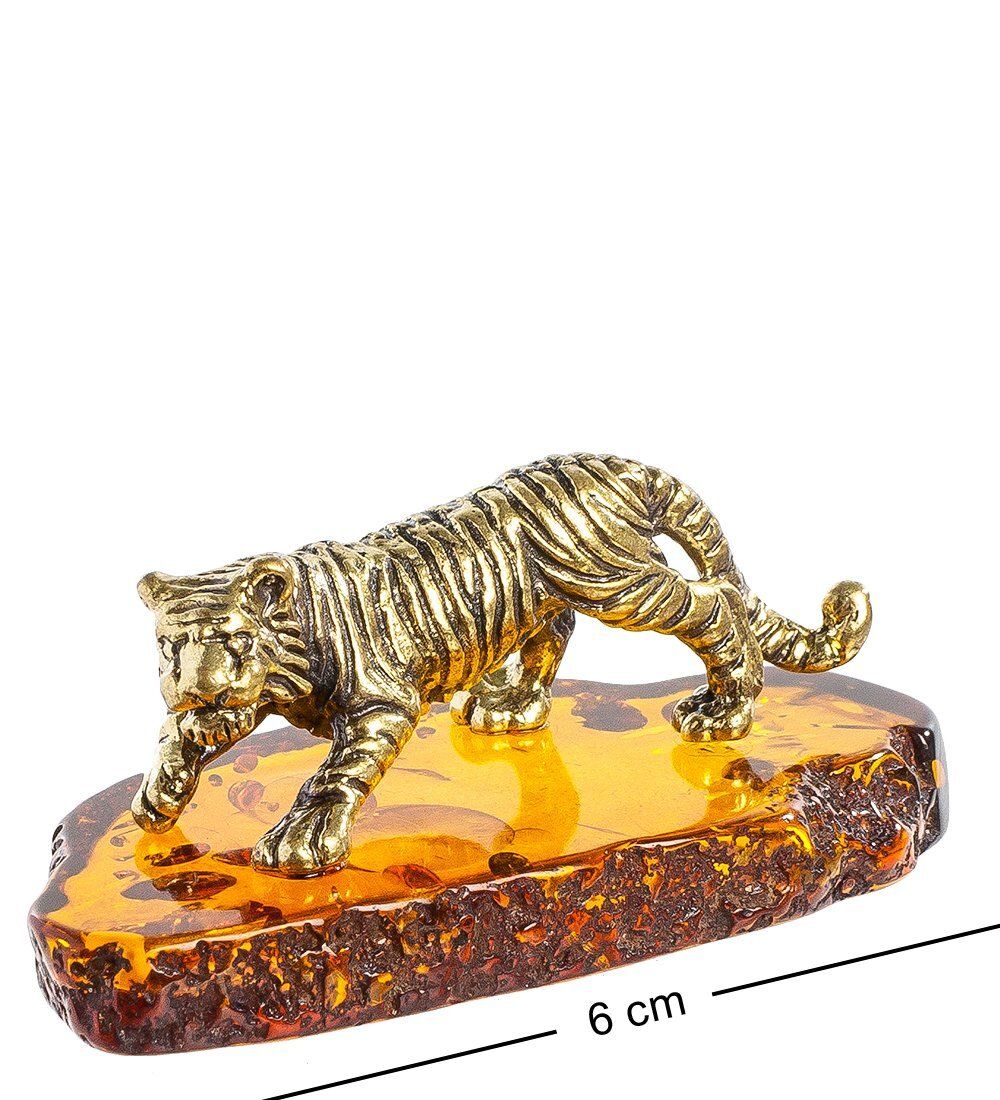 Народные промыслы AM-1349 Фигурка «Тигр» (латунь, янтарь)