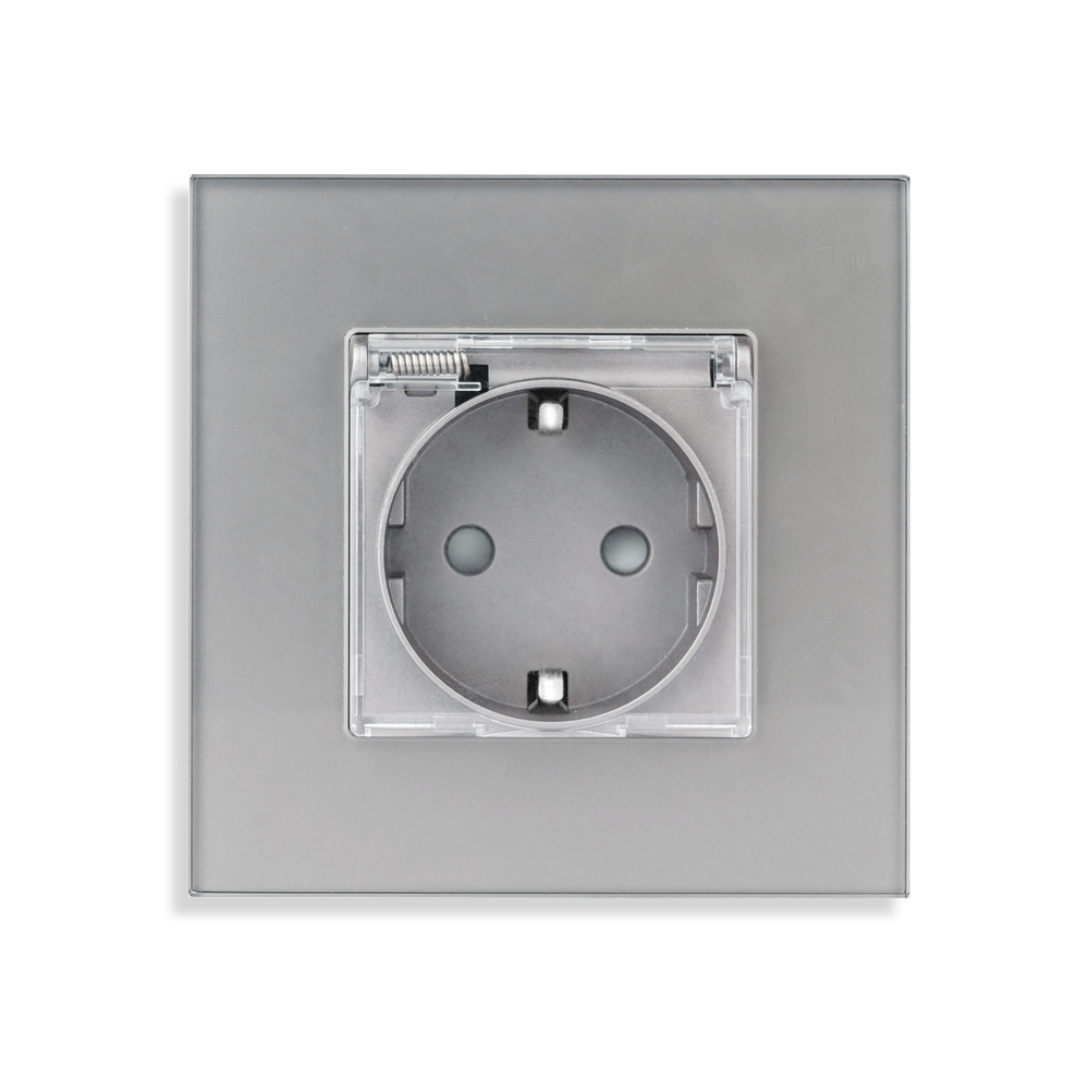 Розетка влагозищищеннавя в рамку 16А M1FWP СЕРЫЙ