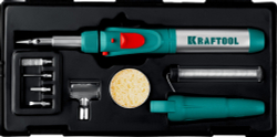 KRAFTOOL  SolderGas 120K 30-120Вт 1300°С горелка, фен, пьезоподжиг, набор 10-в-1, Газовый паяльник (55503-H10)
