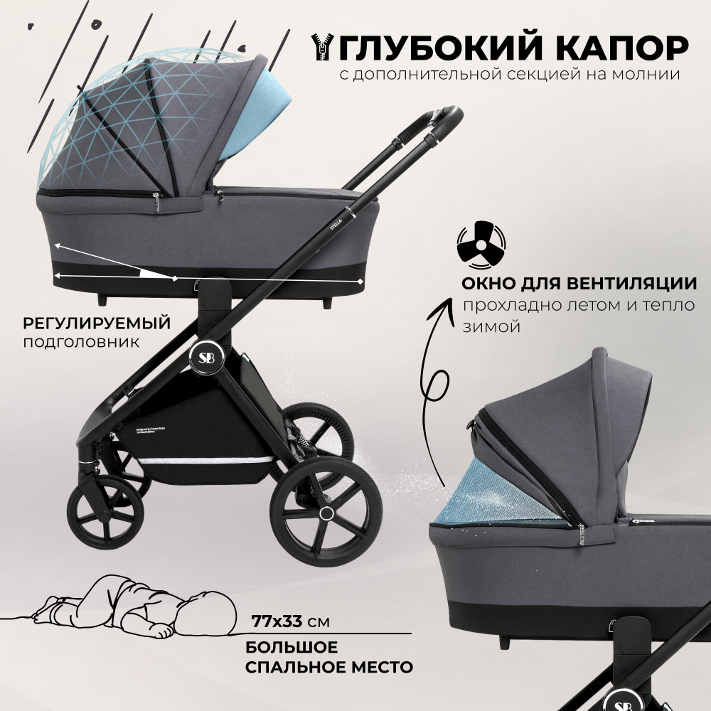 Коляска 2в1 Sweet Baby Stella Dark Grey