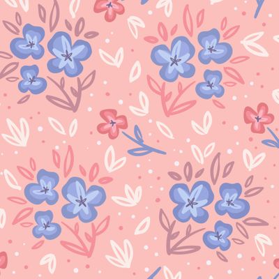 Маленькие голубые цветы на розовом фоне