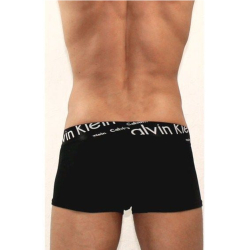 Мужские трусы боксеры черные с черной косой резинкой Calvin Klein Black Waistband Italics Boxer CK05103