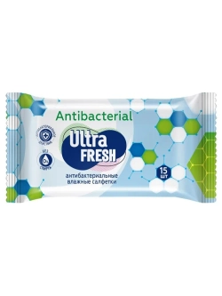 Ultra Fresh Antibacterial Влажные салфетки 15 шт., блок 120шт.