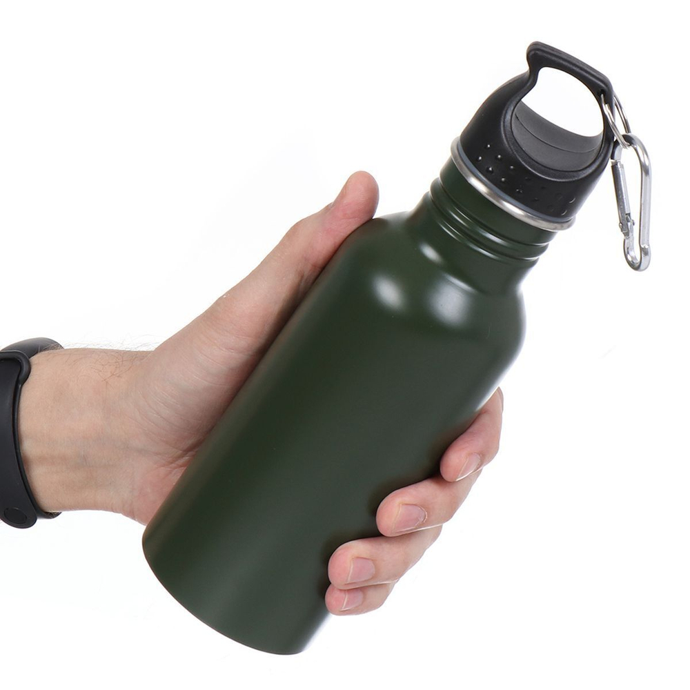 Термобутылка для напитков, нерж, 0.55 л, узк.горл, Daniks, Армейская, колба нерж сталь, SL-55FD