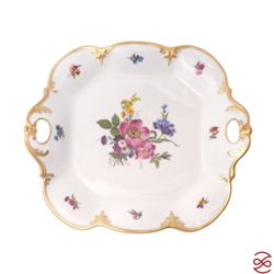 Блюдо квадратное на ножке Queen's Crown Мейсенский букет 32 см