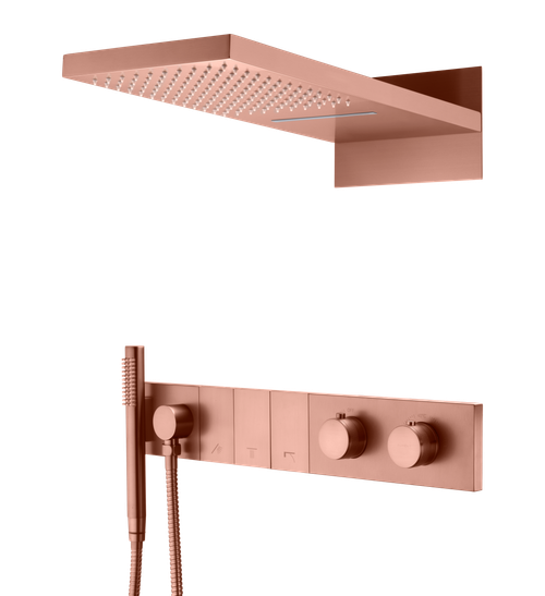 Встроенная душевая система ZODIAC с термостатом, трехпозиционная Copper Brushed