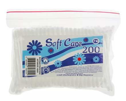 Ватные палочки "Soft care" 200шт