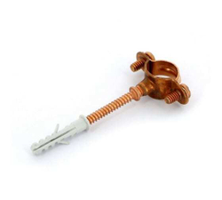 Хомут медный в комплекте со шпилькой и дюбелем Ду15