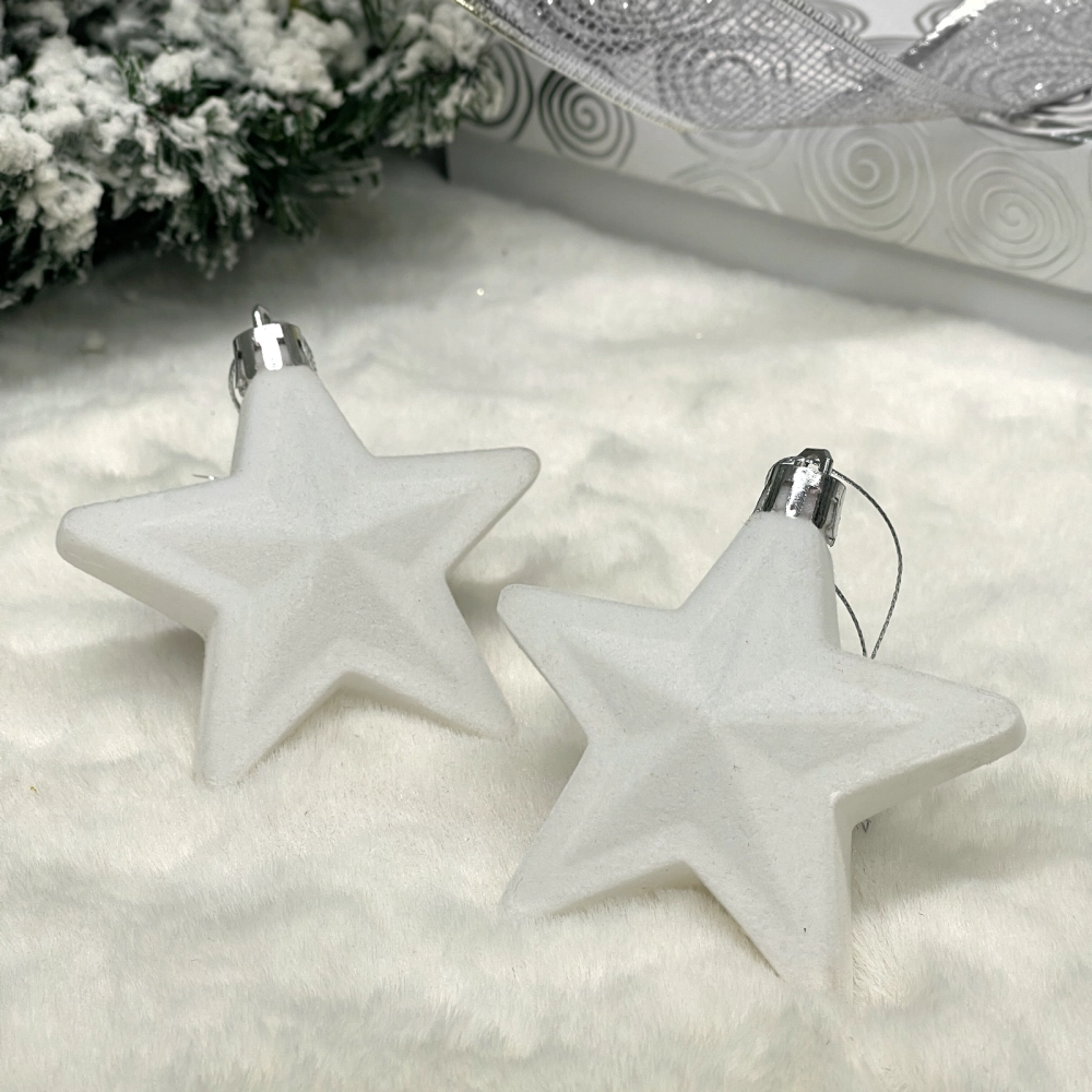 Набор ёлочных украшений VELOUR «Звезда» 8 см (набор 2 шт), Белый