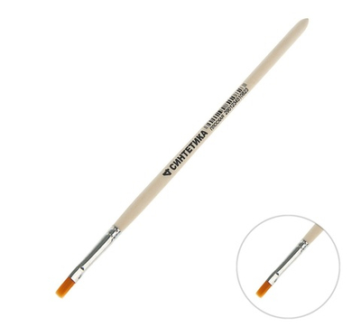 Кисть Синтетика Плоская № 4 (ширина обоймы 4 мм; длина волоса 8 мм), деревянная ручка, Calligrata